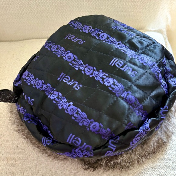 Surell Black and Purple Quilted Fur Hat - Picture 3 of 6